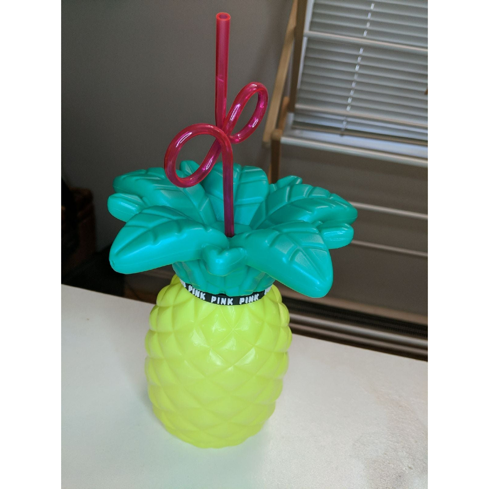 Pineapple Tumbler PINK Victorias Secret Summer vacay Limited Edit very good cond